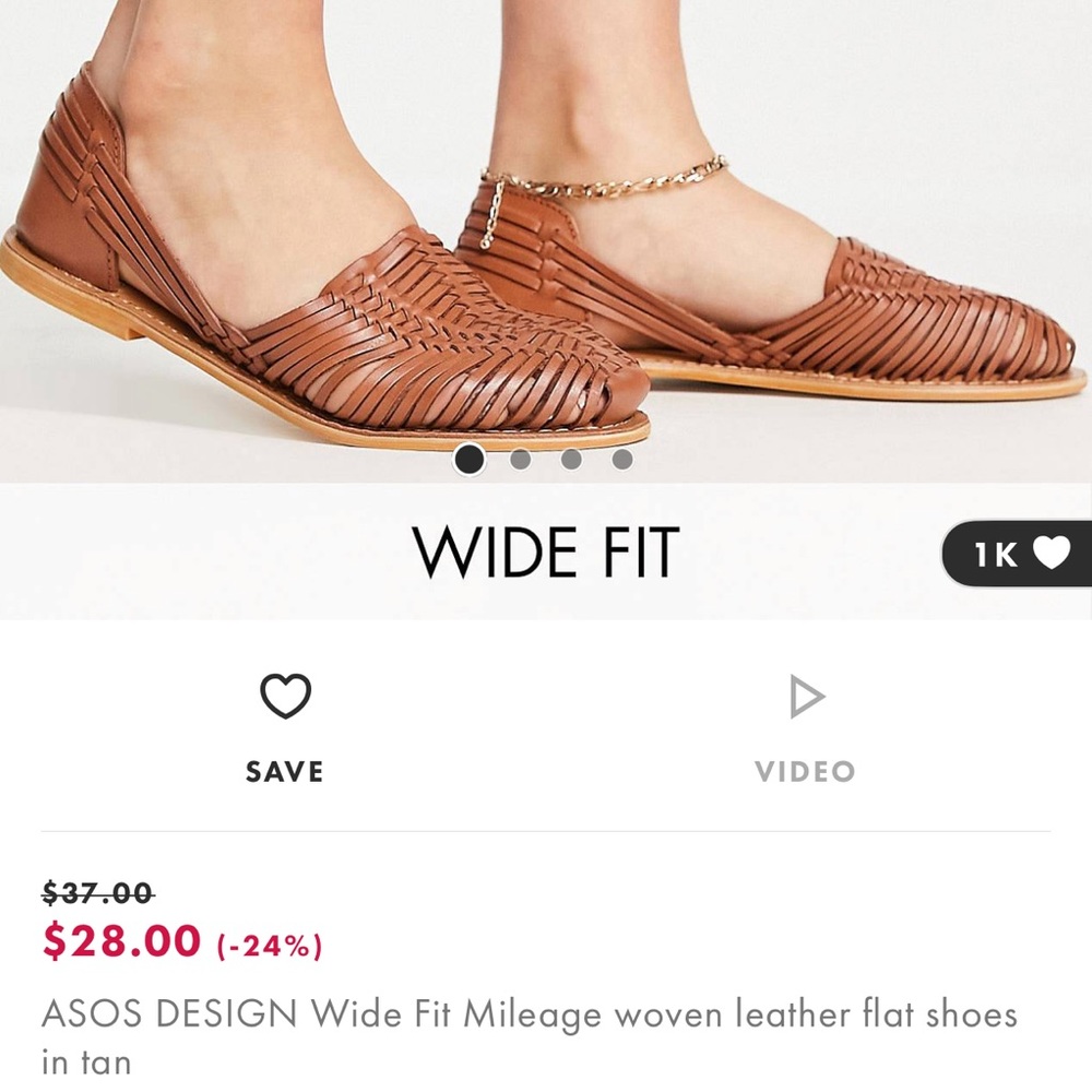Brand new wide fit woven leather flats (ASOS)